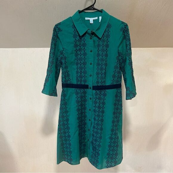 Draper James Floral Honeycomb Lace 3/4 sleeve Shirtdress - Picture 5 of 16